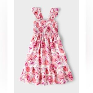 The Children’s Place Girls Floral Tiered Dress - Pink/White - Size Small (5/6)